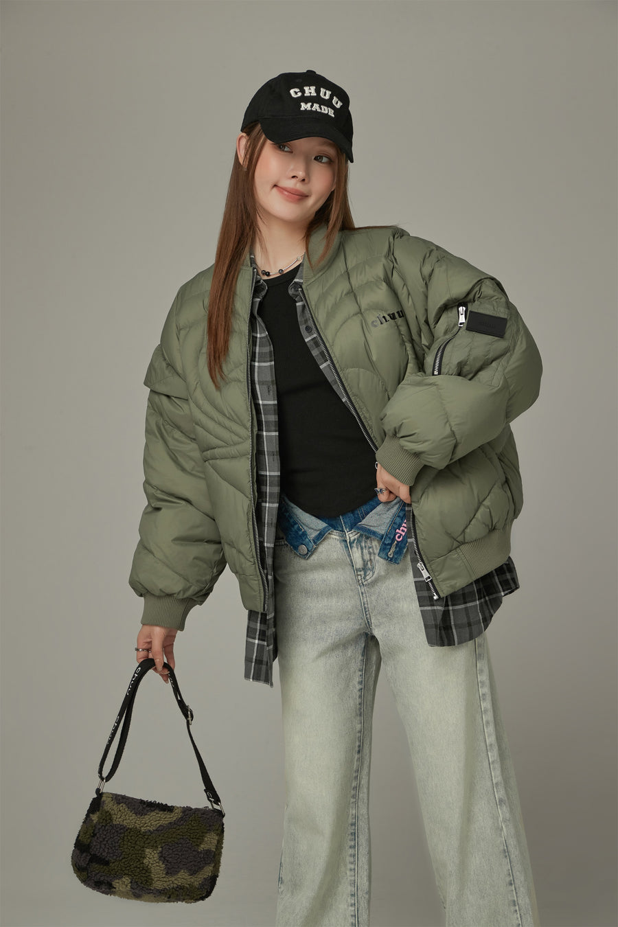 CHUU Heart Quilting Padded Jacket