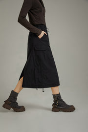 Elastic Waist String Shirring Skirt