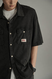 Front Pockets Design Loose Fit Short Sleeve Shirt