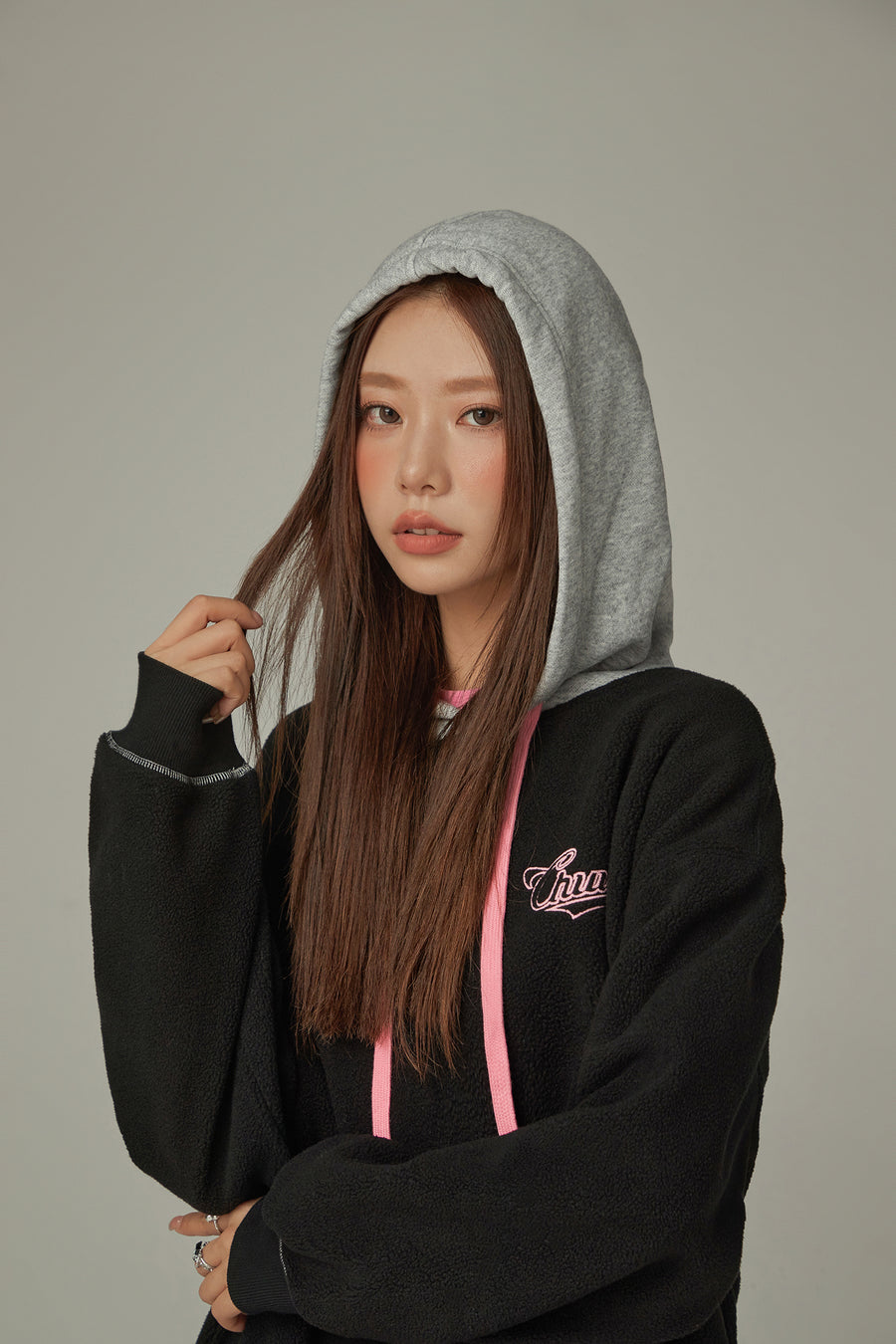 CHUU Fleece Color Combination Hoodie