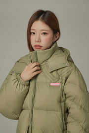 Colored Hooded Simple Padded Jacket