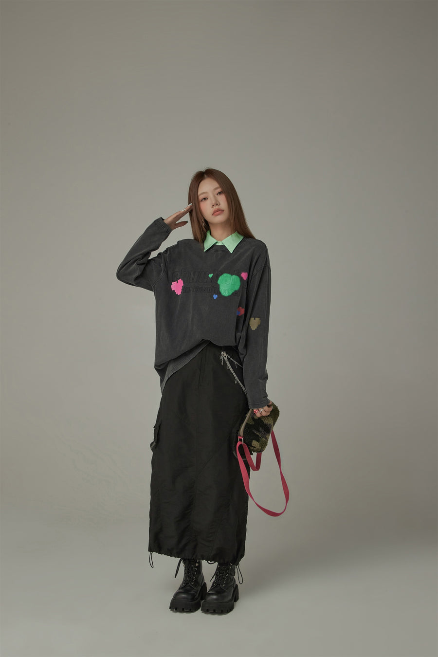 CHUU Point Pocket Semi Cropt Shirt