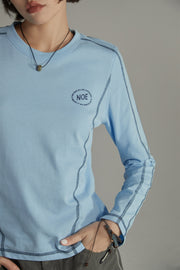 Logo Stitch Cotton Long Sleeve T-Shirt