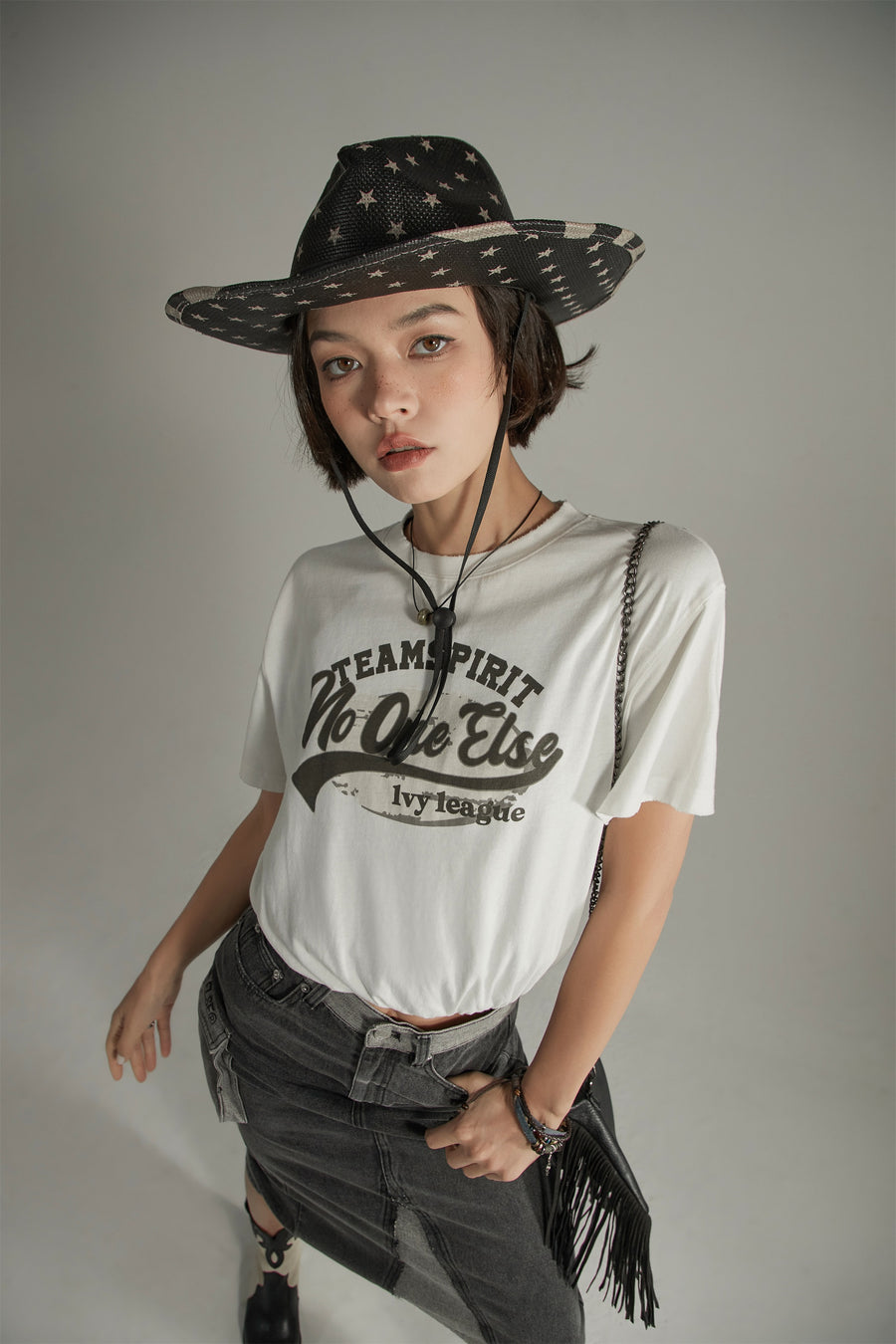 CHUU Team Spirit Printed Cropped Sporty Top