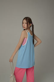 Back To Paradise Colorblocked Letter Printed Sleeveless T-Shirt