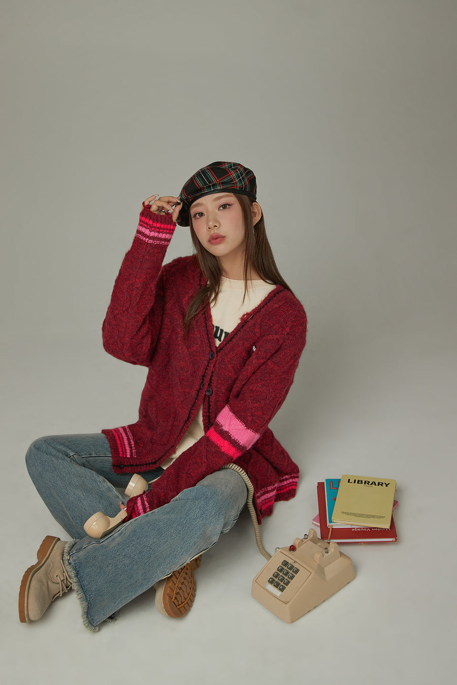 CHUU Color Striped Knit Cardigan