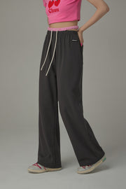 Side Slit String Casual Wide Pants