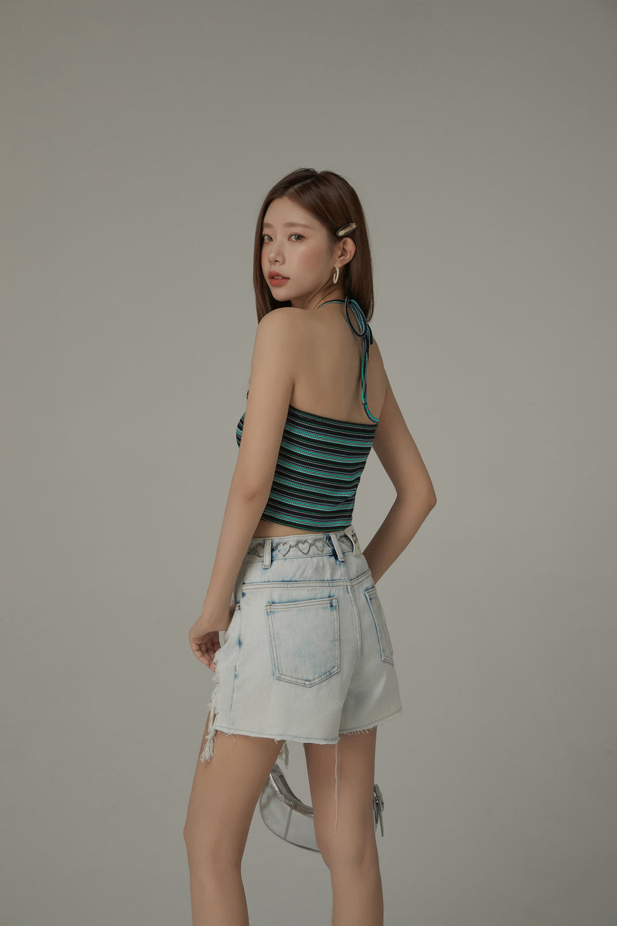 CHUU Striped Shirring Sleeveless Top