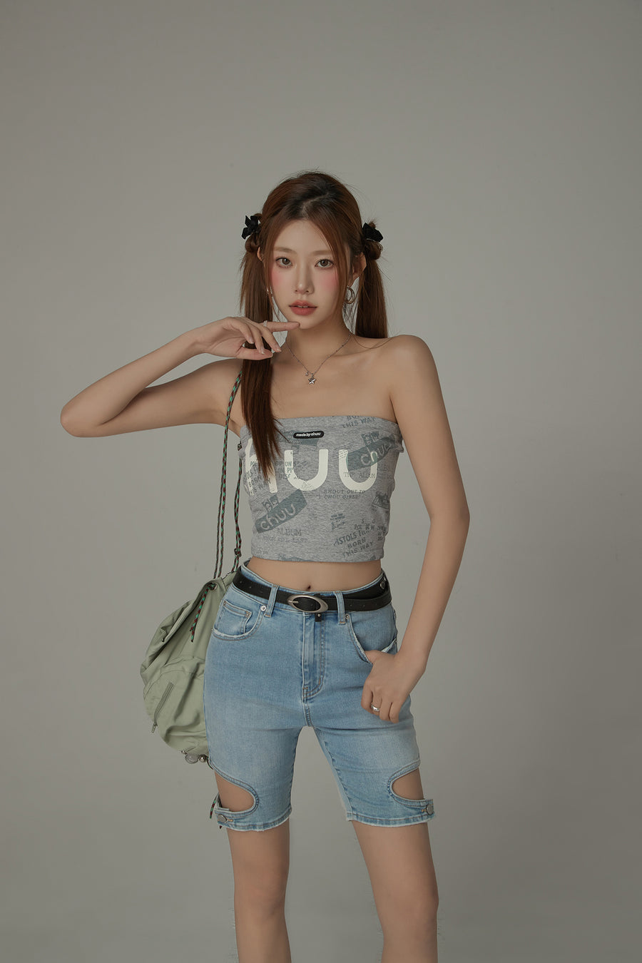 CHUU Letter Printing Sexy Slim Tube Top