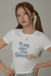 My Own Queen Printed Short Sleeve Slim T-Shirt