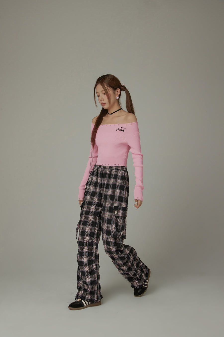 CHUU Color Pocket Check Pants