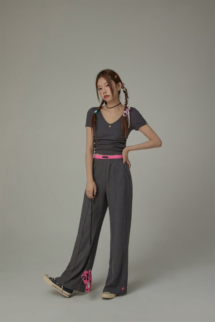 Wide Double Banding Loose Fit Pants