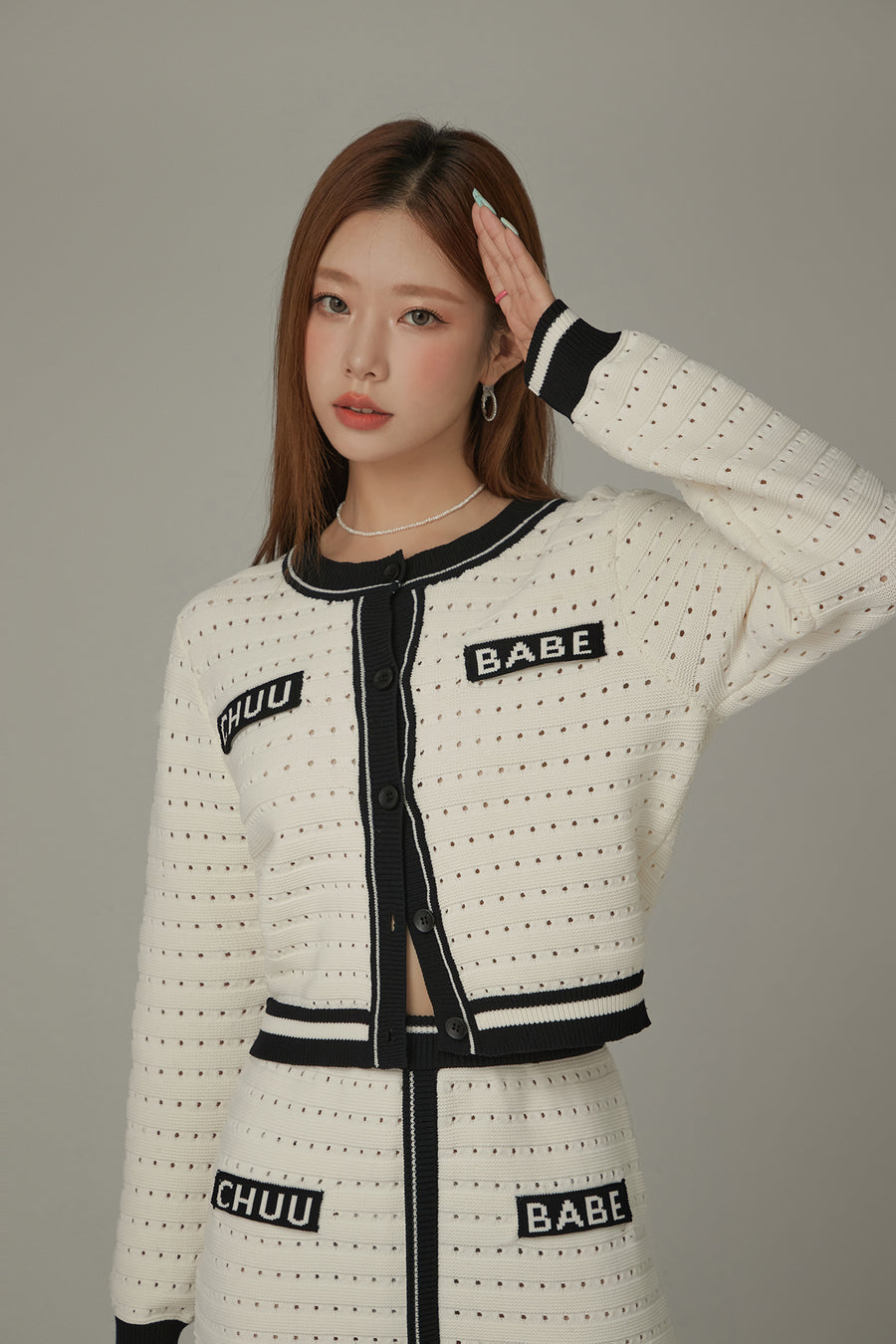 CHUU Lettering Color Combination Cardigan