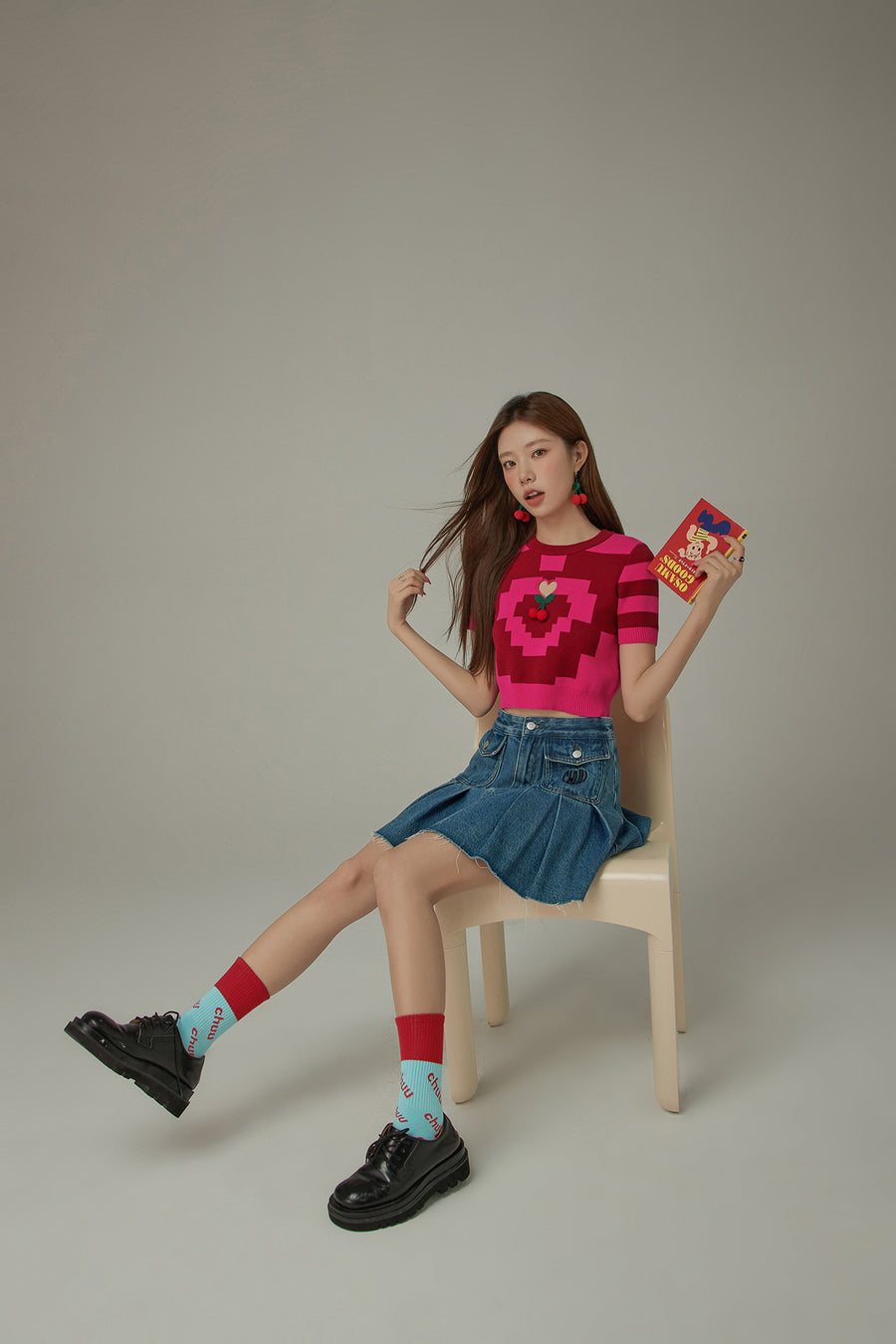 CHUU Lettering Color Ankle Socks