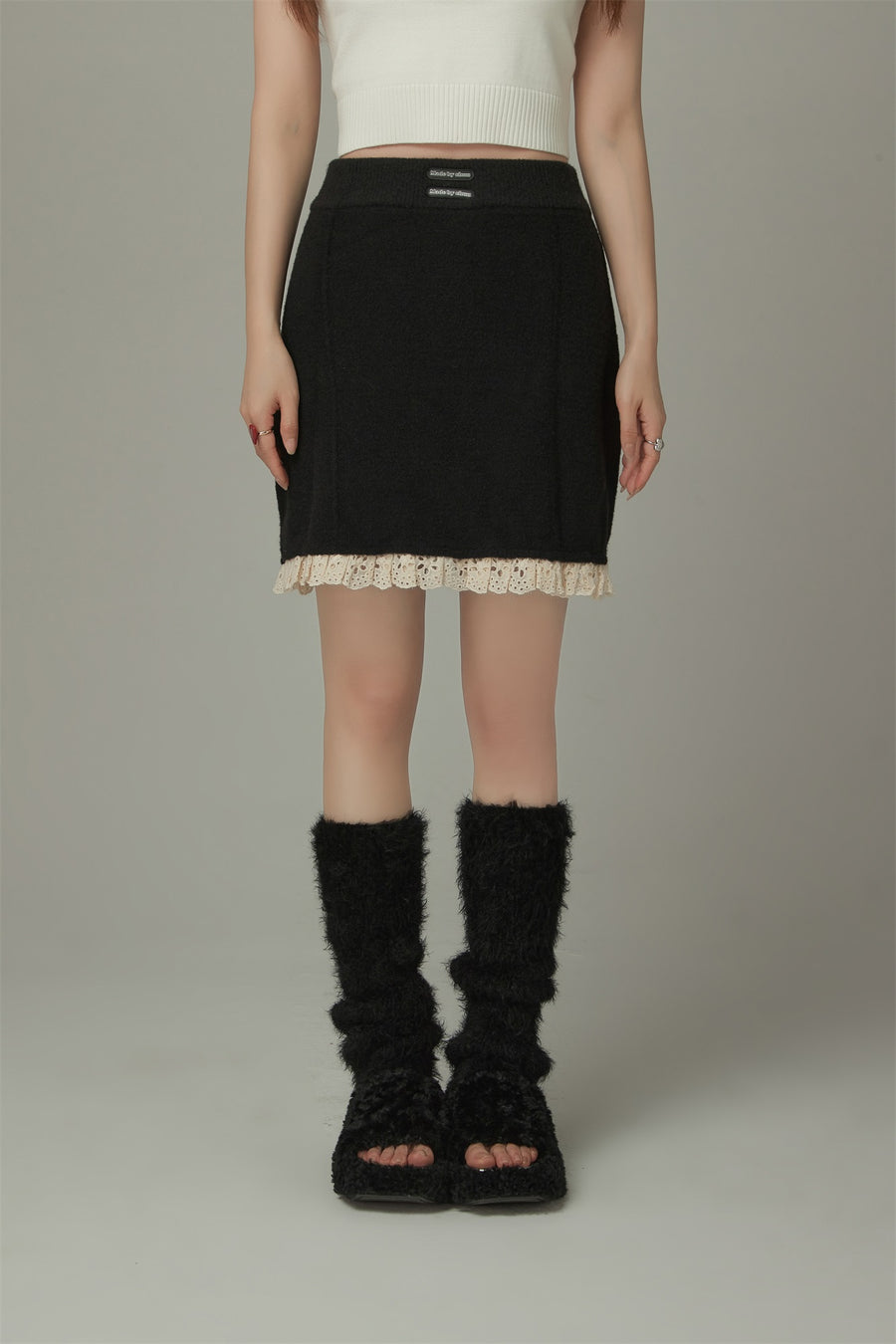 CHUU Lace Knit Banded Skirt