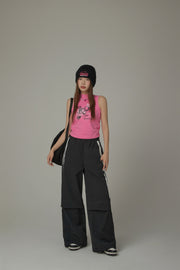 Logo Banding Wide Casual Pants