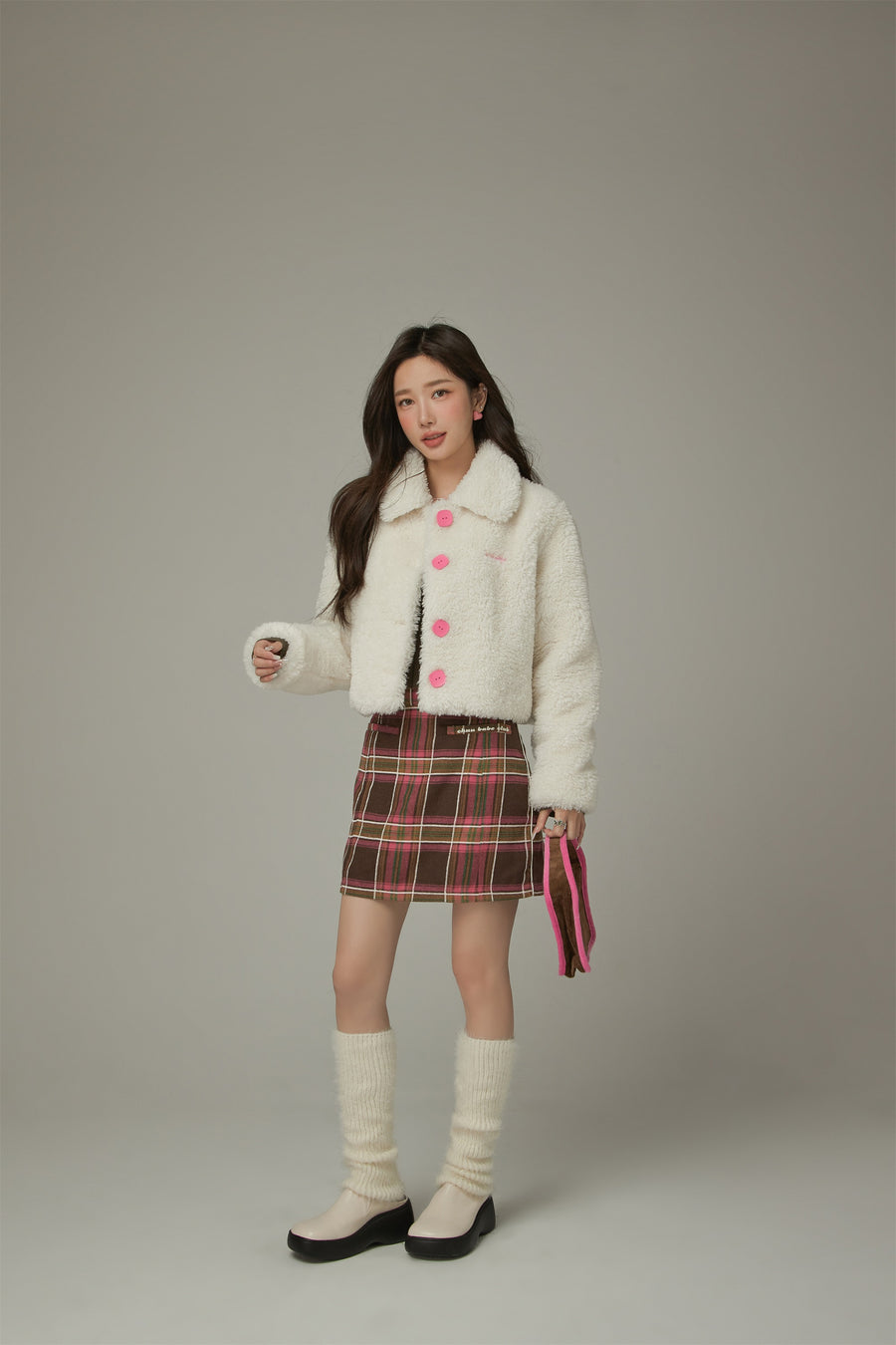 CHUU Fleece Collar Button Jacket