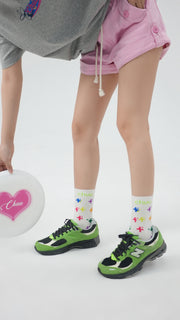 Colored Pixel Print High Socks