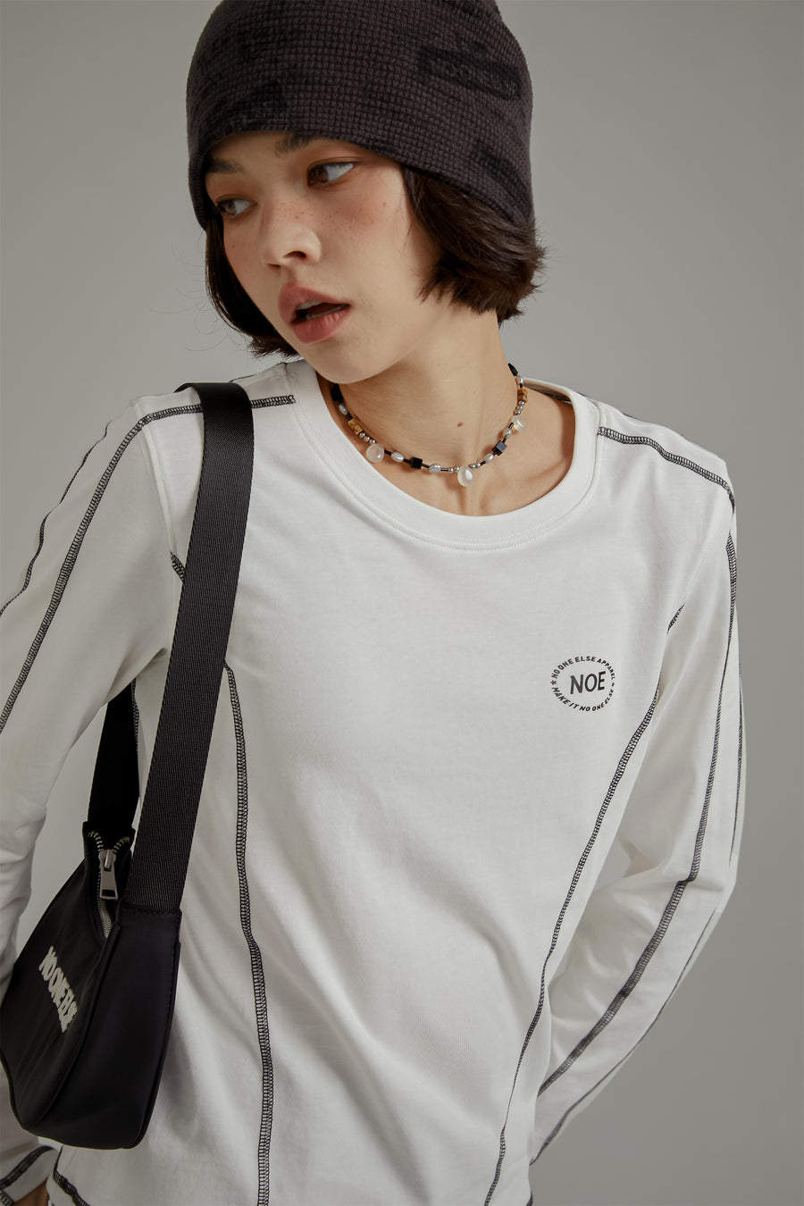 CHUU Logo Stitch Cotton Long Sleeve T-Shirt