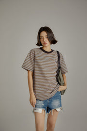 Colorblocked Striped Short Sleeve T-Shirt