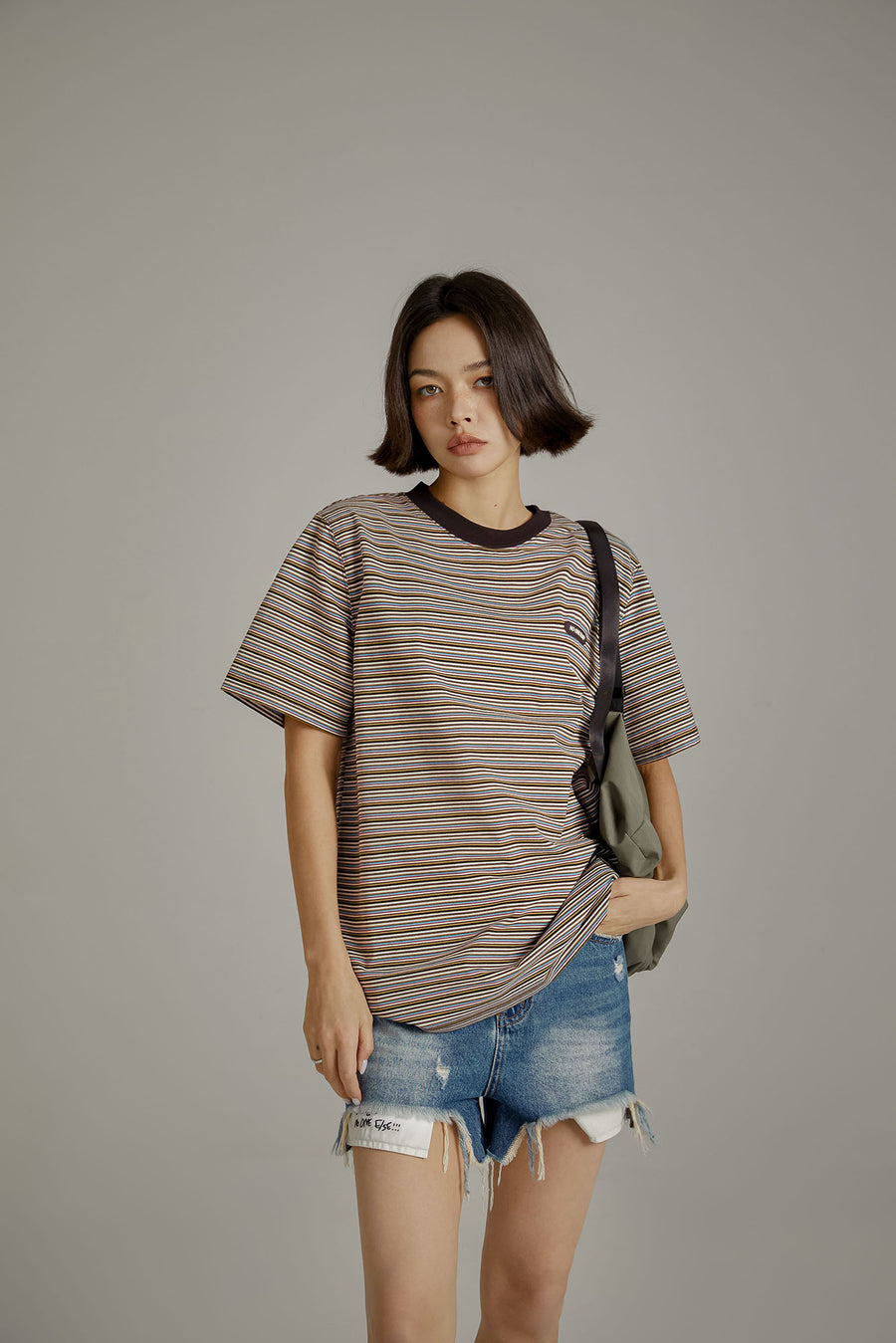 CHUU Colorblocked Striped Short Sleeve T-Shirt