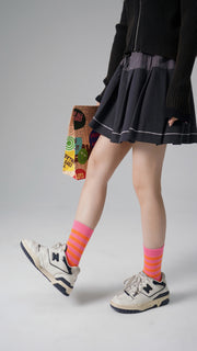 Striped Knit Logo High Socks