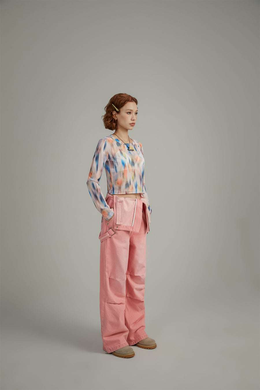 CHUU Multi Color Long Sleeve Crop Top