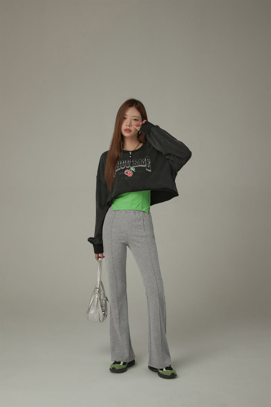 CHUU Waist Slit Casual Bootcut Pants