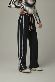 String Wide Sporty Pants