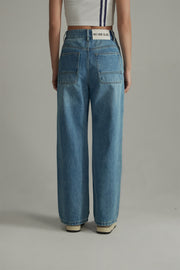 Colored Straight Wide Denim Pants