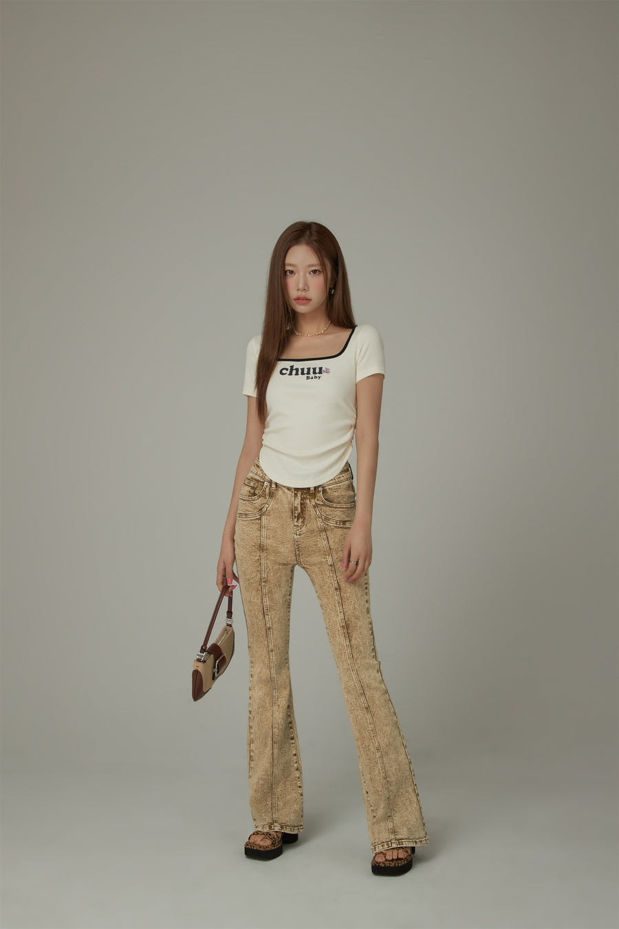 CHUU Vintage Brown Washed Bootcut Jeans