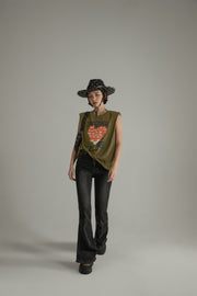 Mushroom Heart Sleeveless Loosefit T-Shirt