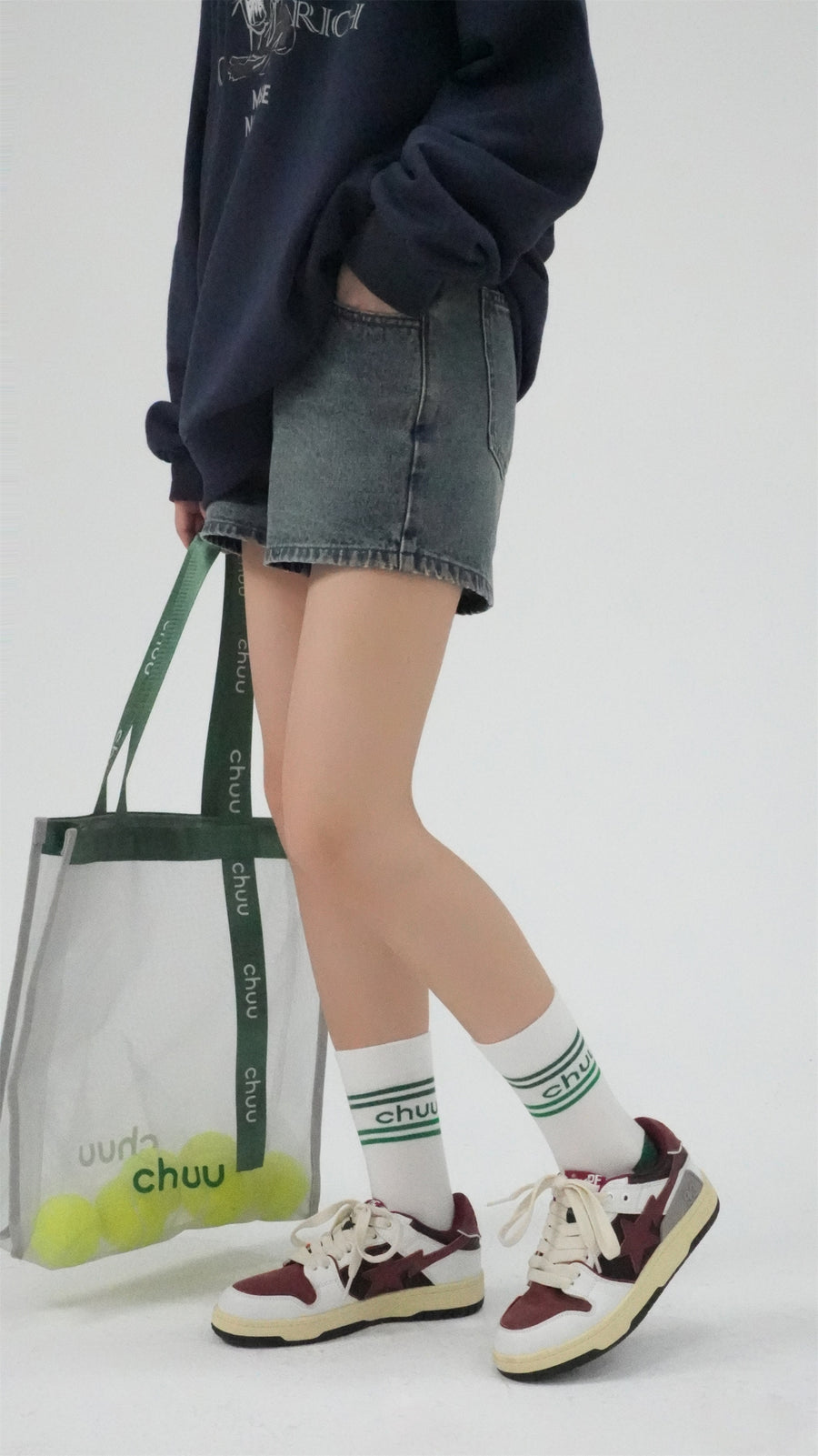 CHUU Logo Contrast Daily High Socks