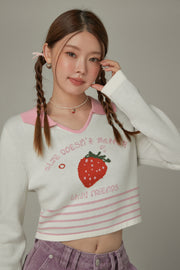 Strawberry Crop Knit Top