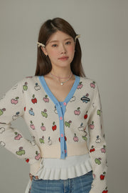 Cherry Hearts Knit Button Cardigan