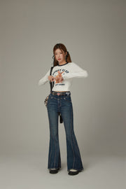 Stitch Lined Denim Wide Jeans