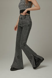 Star Slit Bootcut Denim Jeans