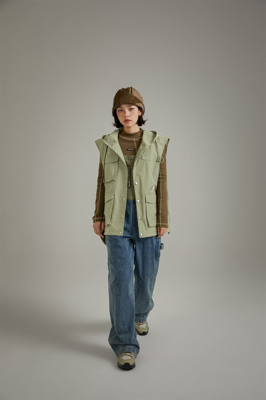 CHUU Simple Pocket Hooded Vest