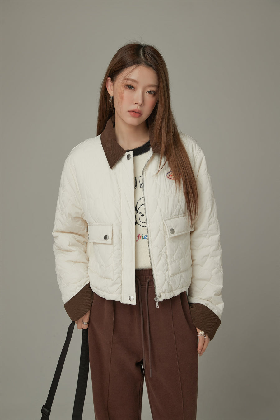 CHUU Color Heart Quilted Jacket