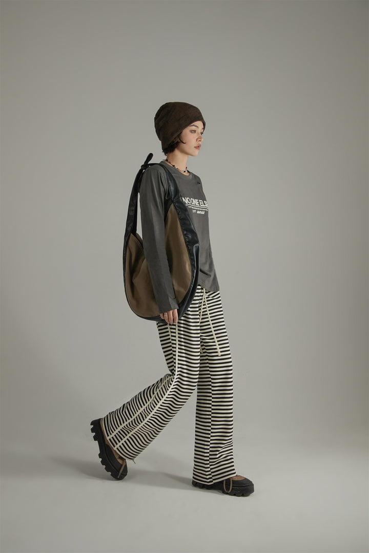 Elastic Waist Stripe Casual Pants