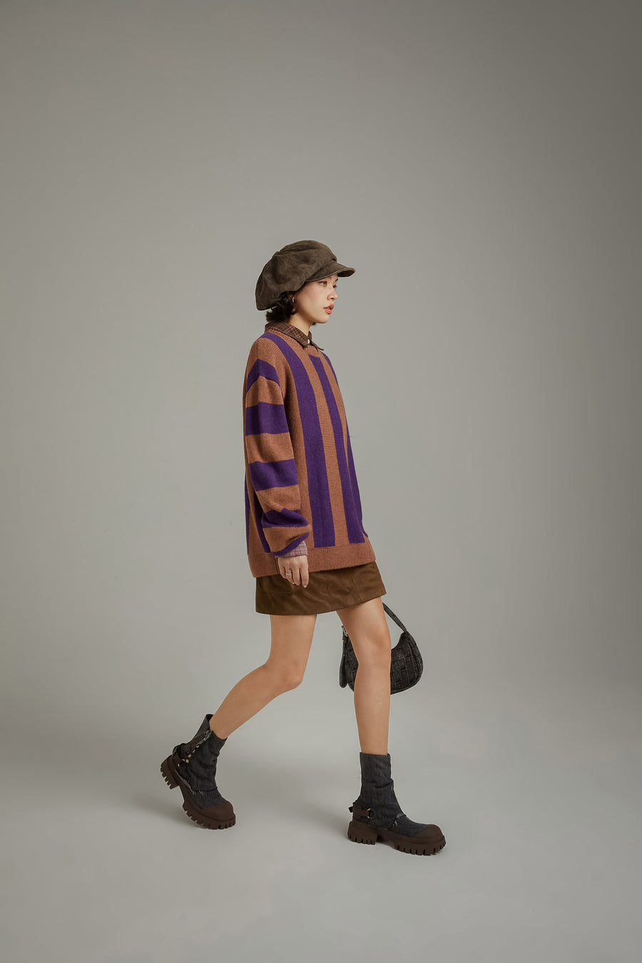 CHUU Vintage Color Scheme Stripe Knit Sweater