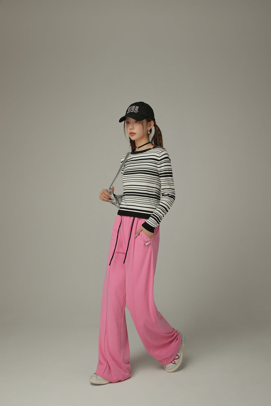 CHUU Slim Stripe Knit Top