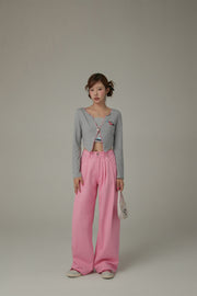 Logo Long Wide Baggy Color Pants