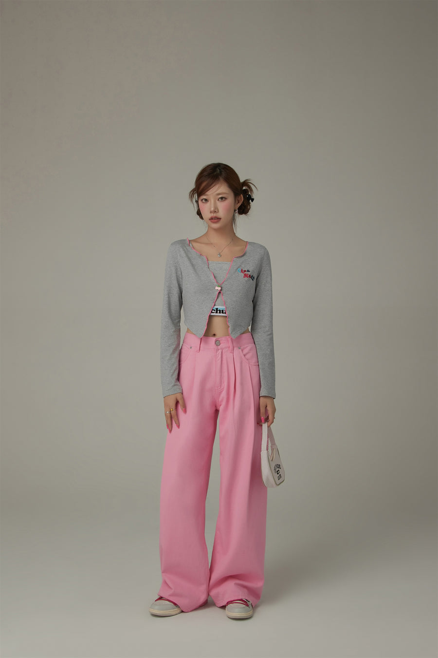 CHUU Logo Long Wide Baggy Color Pants