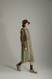 Logo Hooded Sleeveless Long Dress