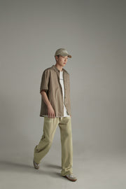 Banded Wide-Leg Slacks