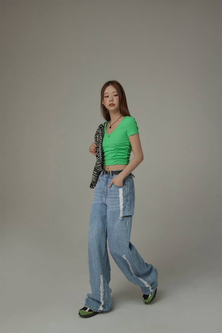 Cotton Denim Straight Pants