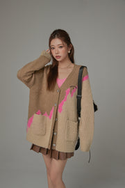 Heart Button Color Cardigan