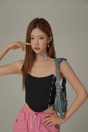 Lined Logo Unbalanced Tube Top