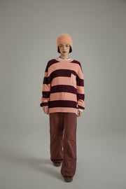 Color Pocket Stripe Knit Sweater